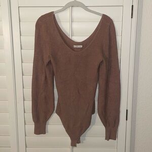 Abercrombie & Fitch Mauve Brown Scoop Neck Long Sleeve Bodysuit